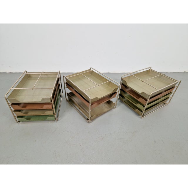 Metal Vintage Desk Organizer, 1930, Set of 3 For Sale - Image 7 of 10