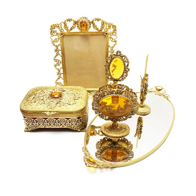 Mid-Century Ormolu-Style Italian Vanity Set - 6 Pieces For Sale - Image 10 of 10