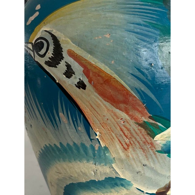 Turquoise 1930s Mexican Hand-Painted Tonala Vase For Sale - Image 8 of 12