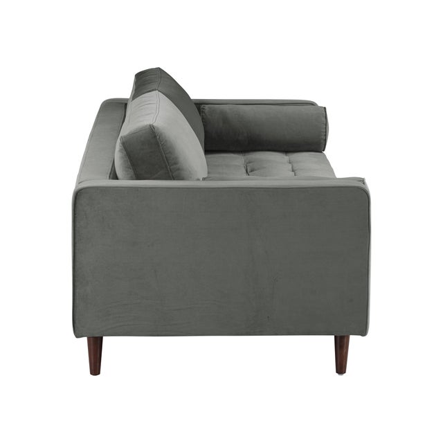 Cave Ash Gray Velvet Sofa For Sale - Image 4 of 7