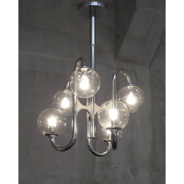Italian Space Age Chandelier in Chrome, 1970s For Sale - Image 4 of 6
