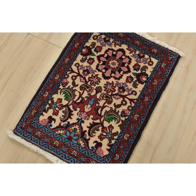 An authentic vintage traditional bidjar rug hand-knotted with fine wool and natural dyes. This finely woven oriental rug...