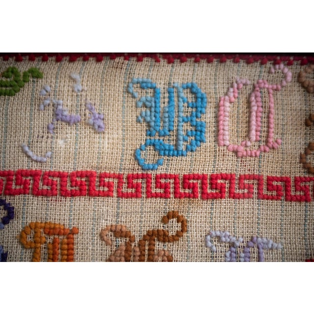 Early 20th Century Framed Sampler With Asian Theme and Motifs For Sale - Image 4 of 12