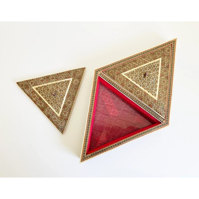 Red Mid 20th Century Persian Micro Mosaic Inlaid Box in Diamond Shape For Sale - Image 8 of 11