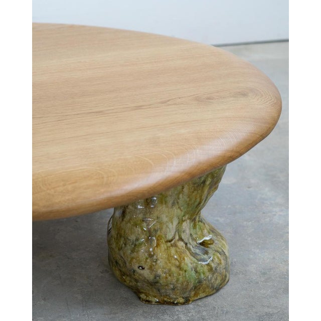 White Oak and Glazed Ceramic Coffee Table by Alexander Knysch For Sale - Image 9 of 15