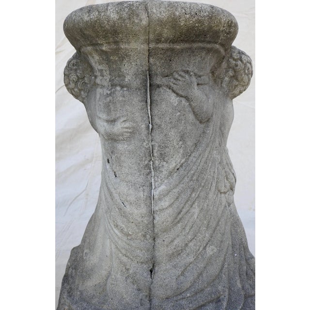 Pair of Cast Concrete Cherub Pedestals For Sale - Image 4 of 13