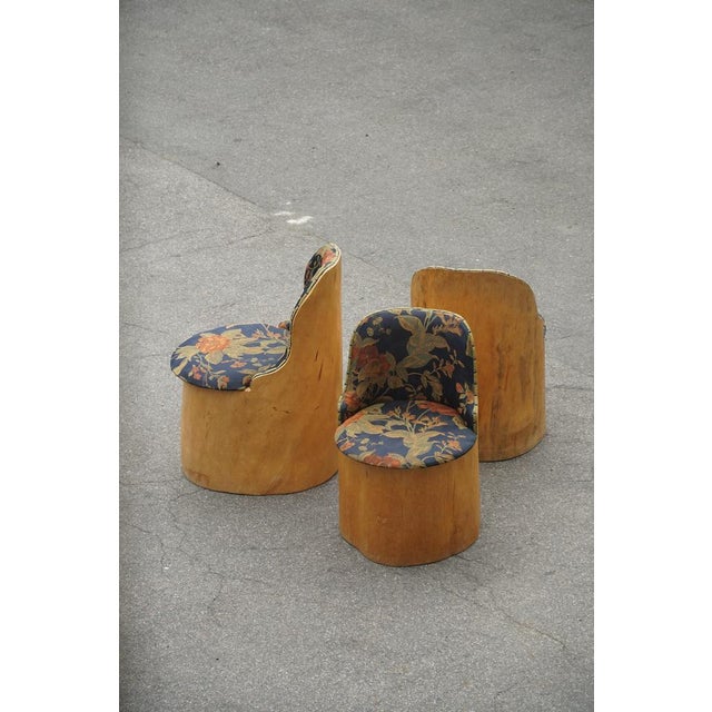 Mid-Century Swedish Pine Stump Chair / Kubstol with Floral Upholstery, 1960s For Sale - Image 16 of 17