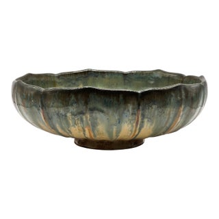 Vintage/Antique Fulper Footed Bowl With Fluted Sides For Sale