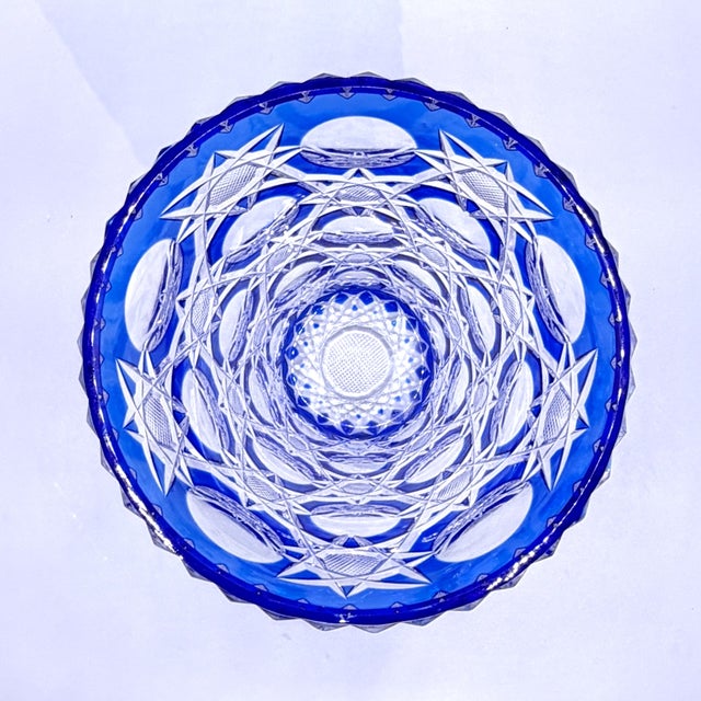 Art Deco Blue Cut-to-Clear Crystal Constellation Vase by Steven & Williams, 1930s For Sale - Image 14 of 18