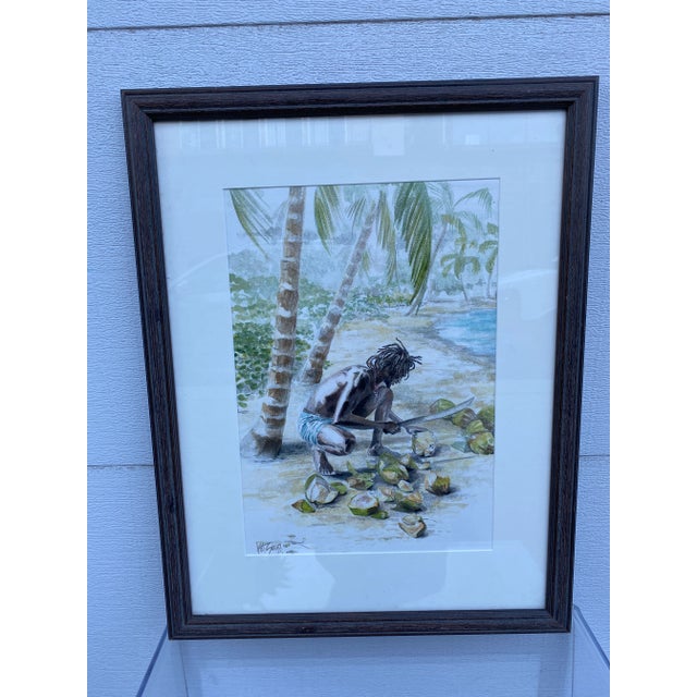 Green Caribbean Watercolor by Kat Sowa For Sale - Image 8 of 8