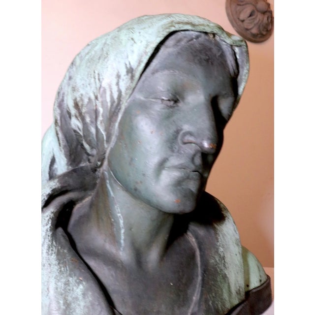 19th Century Huge Antique 19th Century Bronze Peasant Women Lady Bust Statue Sculpture 1800's For Sale - Image 5 of 12