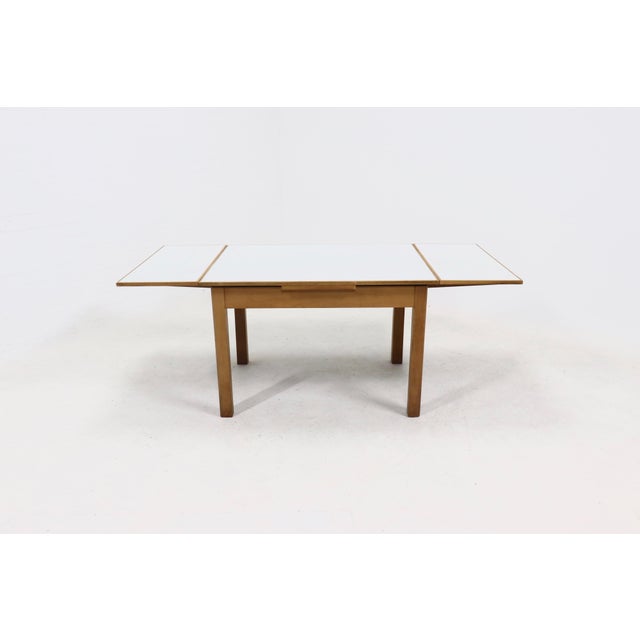 White Extendable Birch and Melamine Dining Table, 1960s For Sale - Image 8 of 15