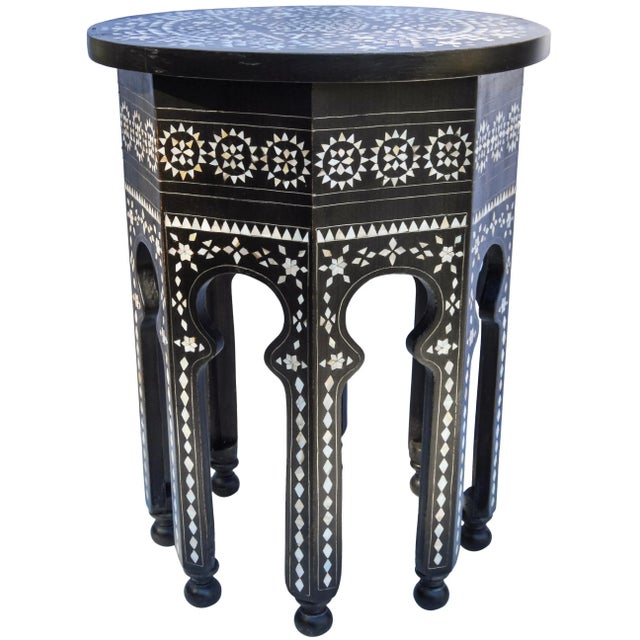 Moorish Marquetry Mother-Of-Pearl Astral-Patterned Accent Table For Sale - Image 9 of 9