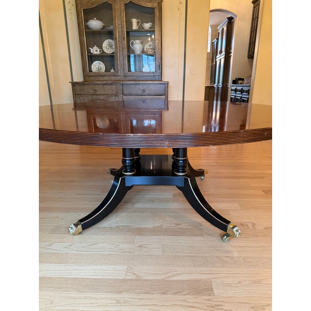 Burnt Umber Trosby England Sheraton Style Handmade 72” Round Dining Table For Sale - Image 8 of 15