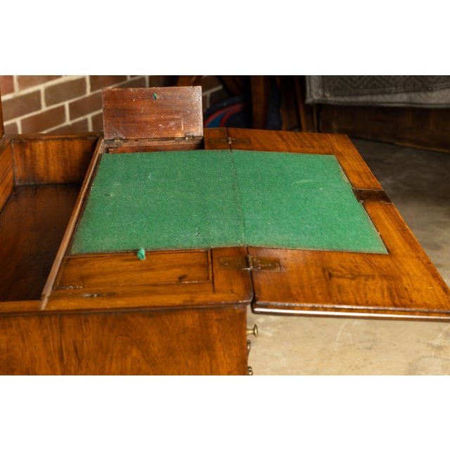 English 19th Century Walnut Campaign Butler's Desk with Three Drawers For Sale - Image 11 of 12