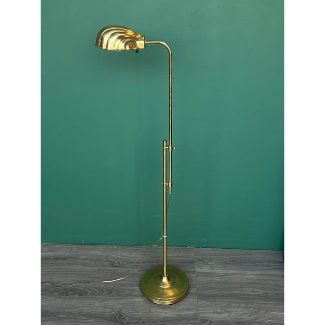 Metal Vintage Mid Century Modern Adjustable Height Clamp Shell Reading Floor Lamp For Sale - Image 7 of 9