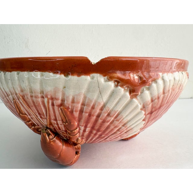 Antique French Sarreguemines Majolica Lobster Clamshell Centerpiece Bowl For Sale - Image 14 of 17