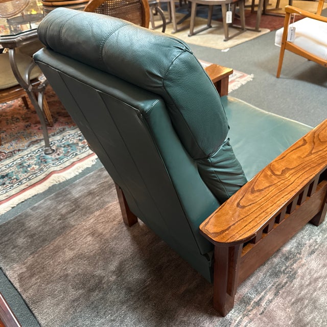 Wood Lane Furniture Leather Mission Style Recliner Chair For Sale - Image 7 of 12