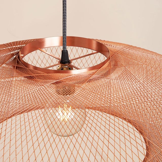 Ufo Copper Fiber Pattern Lamp by Atelier Robotiq For Sale - Image 9 of 11