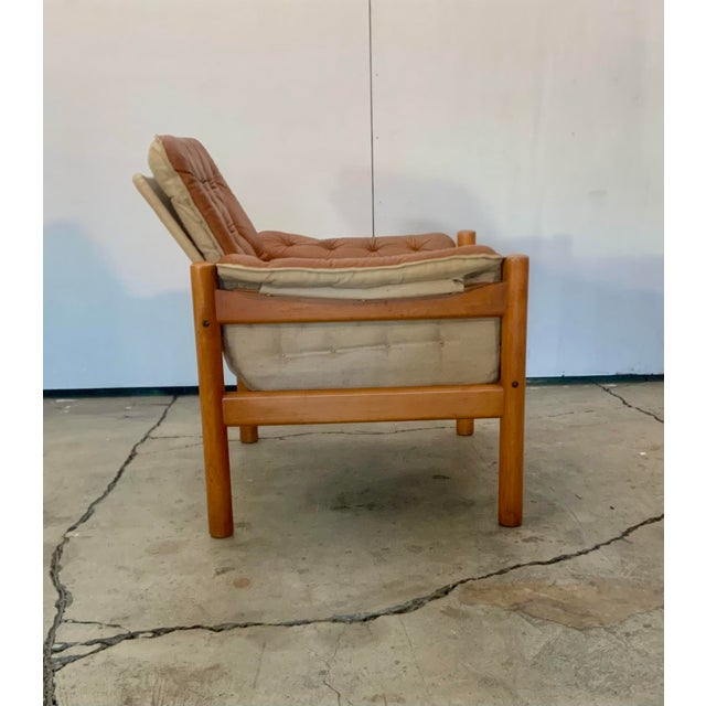 1980s Tan Leather "Irevik" Armchair and Ottoman Designed by Sture Eng and Kjell Nordin for Ikea For Sale In New York - Image 6 of 17