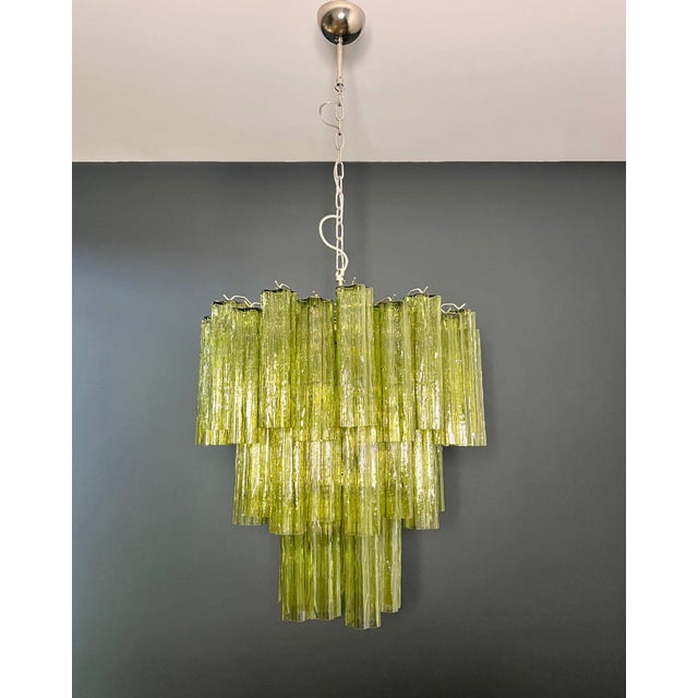 1990s Mid-Century Modern Murano Glass Three-Tier Tube Chandelier, 1990s For Sale - Image 5 of 15