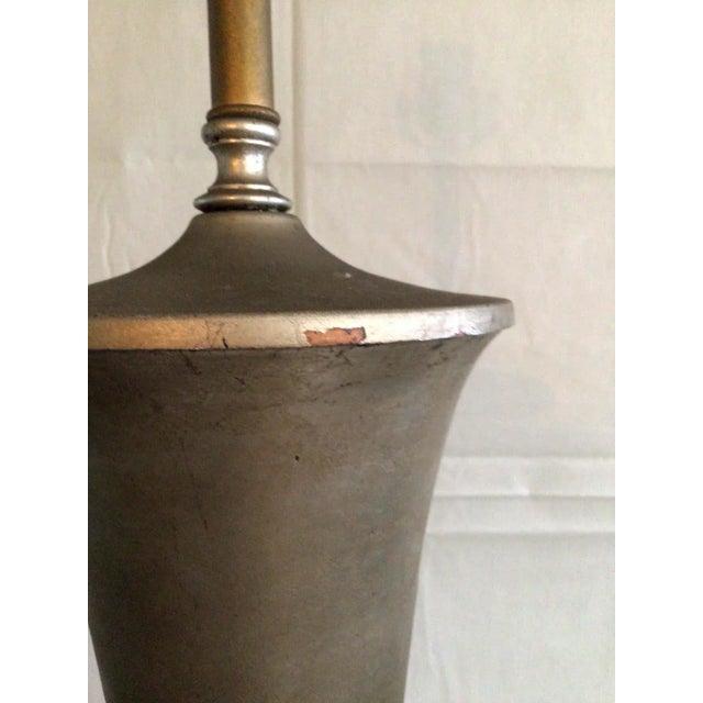 Asian 1960s Painted Metal and Brass Asian Style Lamps - A Pair For Sale - Image 3 of 13