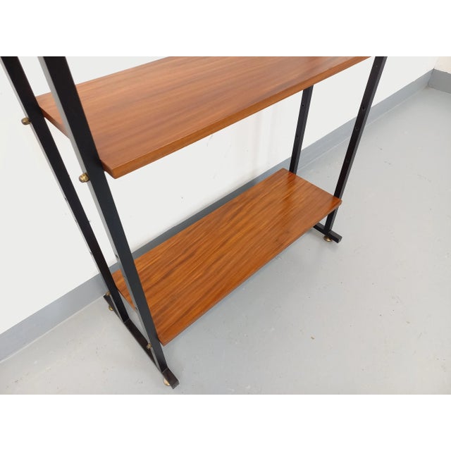 Vintage Italian Modular Teak and Metal Bookcase, 1960s For Sale - Image 11 of 14