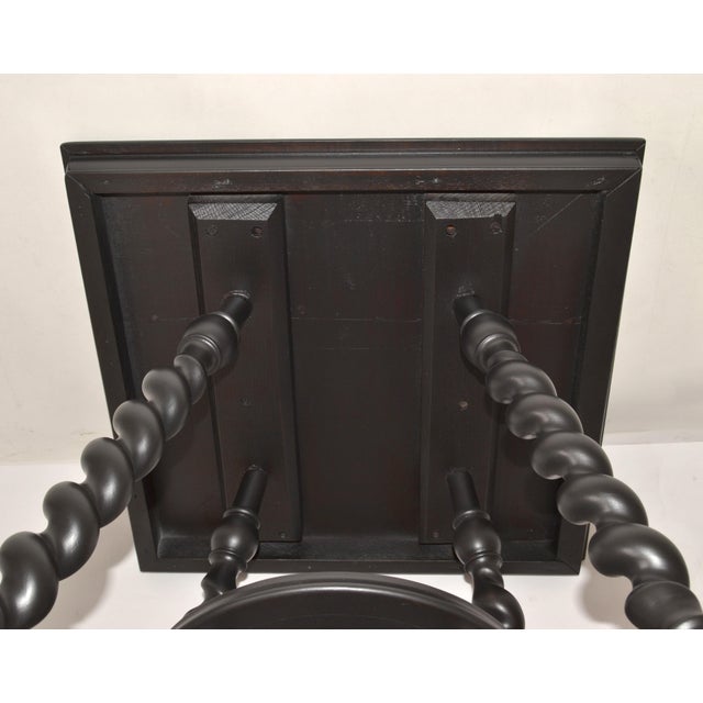 Victorian Early 20th Century French Barley Twist Table Black Finish Hand-Carved For Sale - Image 13 of 15