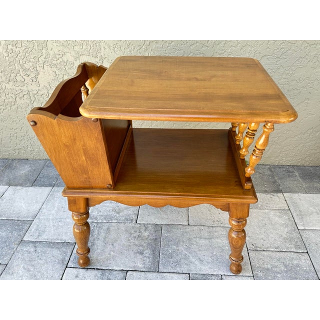Brown Vintage 1960s Kling Colonial Maple “Buck Wheat” Side/End Table With Built in Magazine/Newspaper Rack For Sale - Image 8 of 12