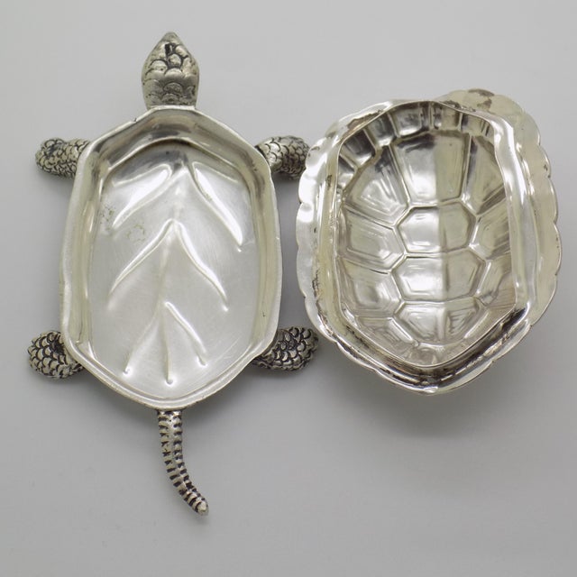 3.66-oz. Vintage Italian Handmade Genuine Silver Large Turtle Decorative Box, Made in Vercelli (Italy) For Sale - Image 6 of 12