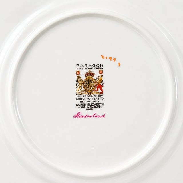 Early 20th Century Vintage Tableware by Paragon China "Shadowland" Pattern 12 Place Settings Made in England Rare Circa 1930s Pink Floral Fine Bone China 84 Pieces For Sale - Image 5 of 6