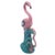 Mid-century pink and green ceramic flamingo tabletop pottery statue by Leftons. The statue features a beautifully detailed...