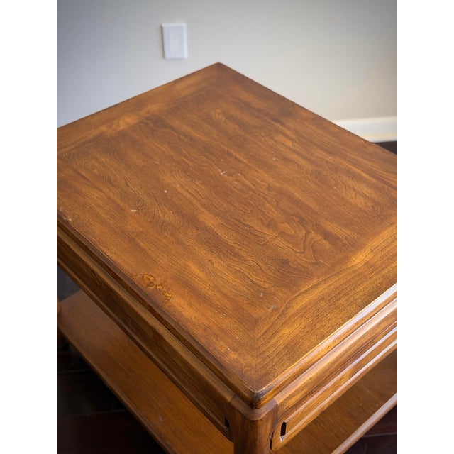Mid 20th Century Midcentury Modern MCM Vintage Asian Modern Teak Finish End Table Side Table Nightstand With Drawer in the Style of Mastercraft & Century Furniture For Sale - Image 5 of 12