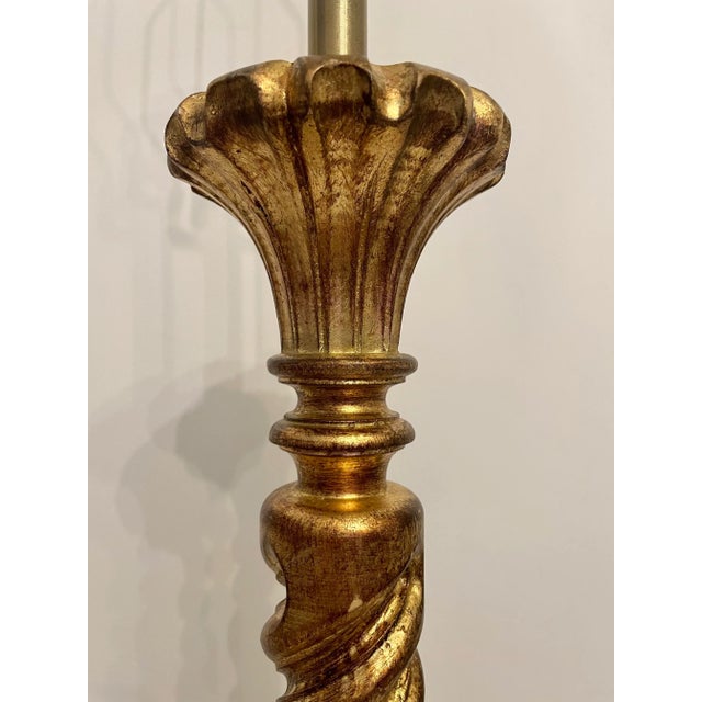 Italian Pair Tall Italian Giltwood Lamps For Sale - Image 3 of 12