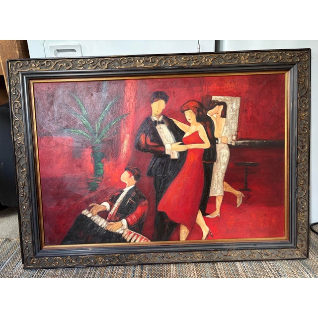 Contemporary Large Vintage Painting Celebrating the Tango For Sale - Image 3 of 7