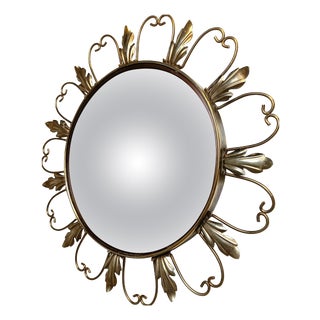 Vintage Brass Sunburst Mirror, 1960s For Sale