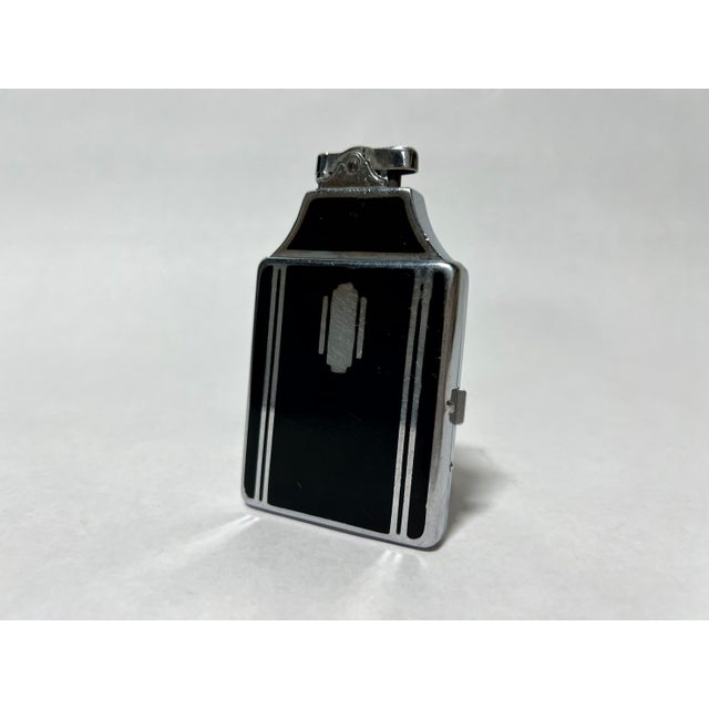 Ronson Art Metal Works Vintage 1930s Ronson Art Deco Black Enamel Lighter & Cigarette Case For Sale - Image 4 of 6