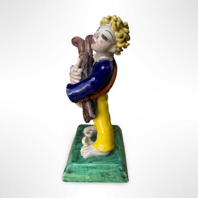 Ceramic Vintage Italian Barefoot Golfer Hand-Painted Ceramic Sculpture – Signed For Sale - Image 7 of 8