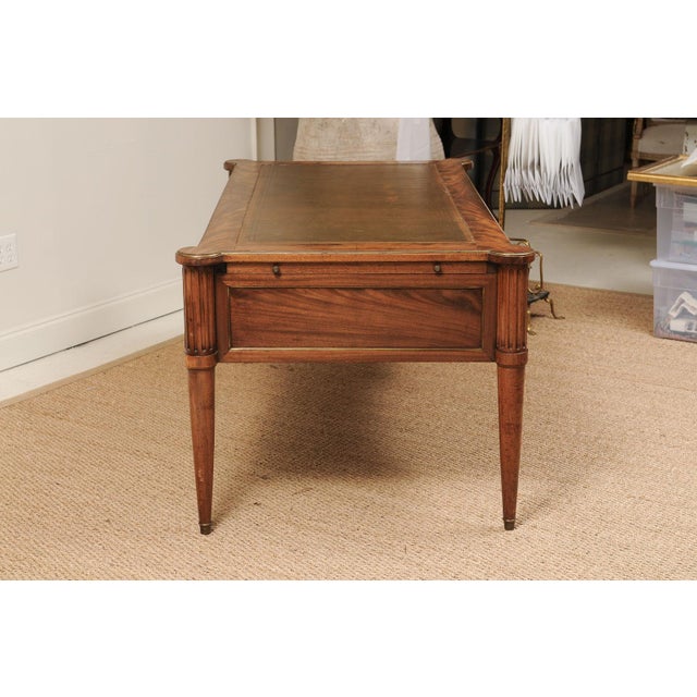 Antique Louis XVI Style French Desk With Brown Leather Top For Sale - Image 11 of 14
