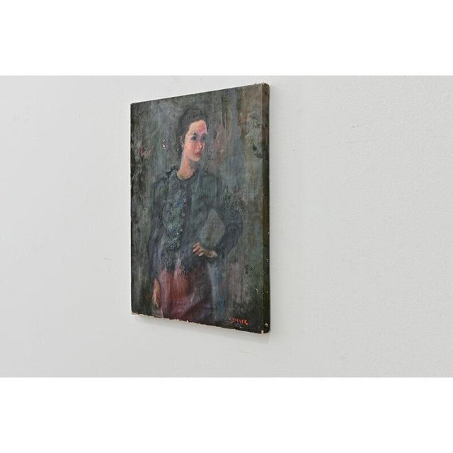 French 19th Century Portrait of a Woman in Green Blouse For Sale In Baton Rouge - Image 6 of 7