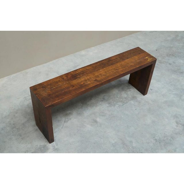 Wood Architectural Bench in Oak with Patina, 1950s For Sale - Image 7 of 14