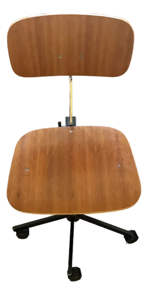 Danish Mid-Century Modern Kevi Style Teak Bentwood Swiveling Task Chair