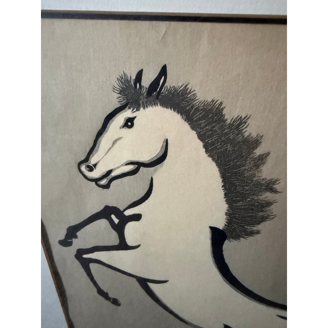 1940s Framed Set of Japanese Woodblock Prints of a Horse by Yoshijiro Urushibara For Sale - Image 13 of 17