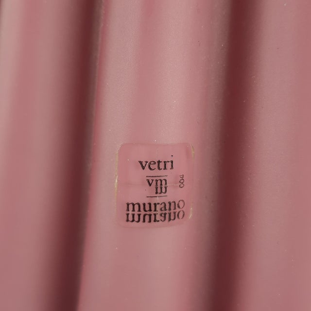 Modernist Pink Pleated Murano Glass Table Lamp, 1970s For Sale - Image 11 of 16