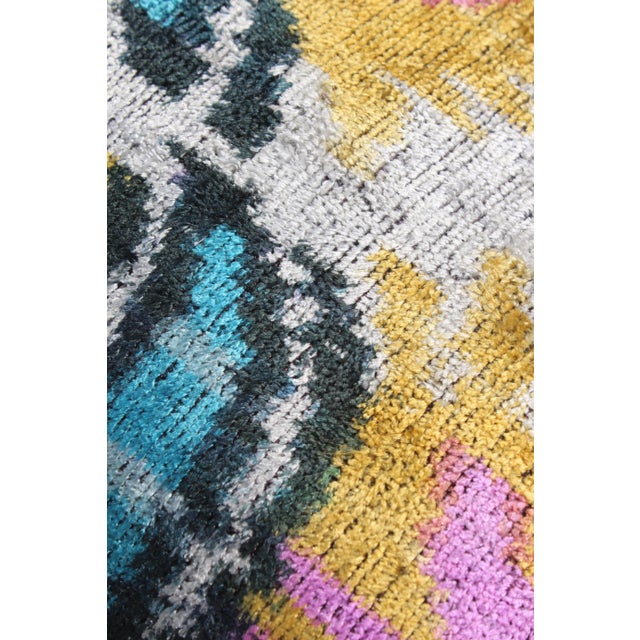 Contemporary Silk Velvet Ikat Bohemian Pillow For Sale In Washington DC - Image 6 of 10