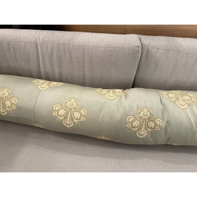 Textile Bespoke Embroidered Damask Long Bolster Pillow For Sale - Image 7 of 12