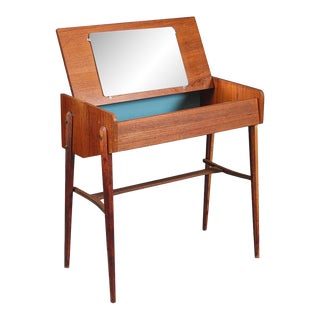 1950s Small Danish Modern Vanity in Teak For Sale