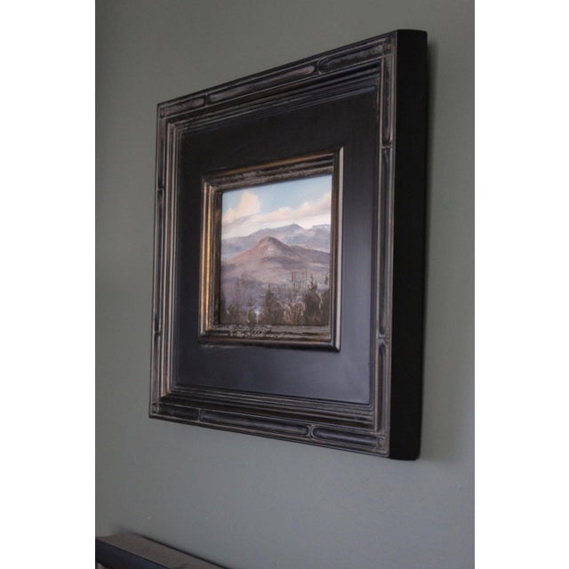Contemporary Winter Is Here by Mo Myra | Watercolor on Paper Landscape of mountains and trees in winter. For Sale - Image 3 of 5