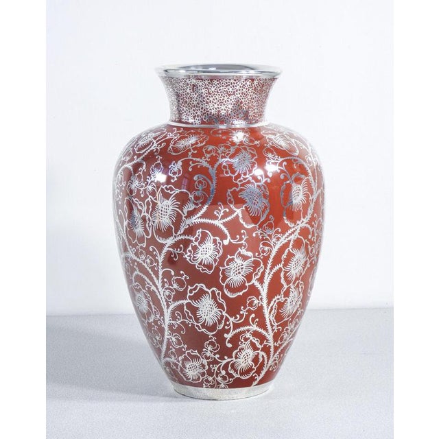 Ceramic vase and 925 silver leaf, designed by giò ponti and arrigo finzi for richard ginori. Origin italy period 1930s...