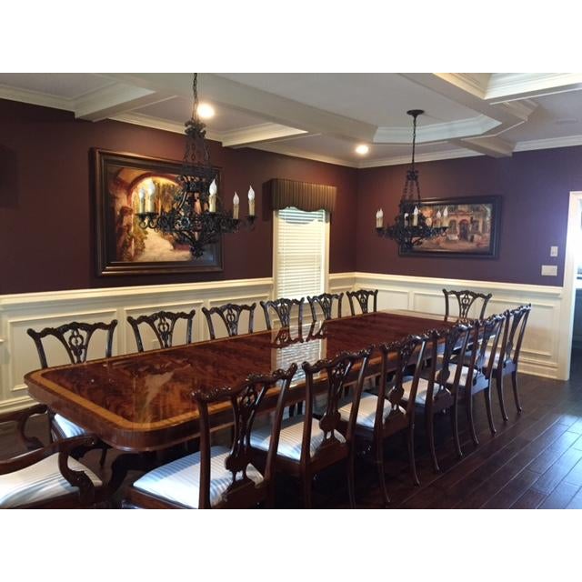 Extra Long 88" to 160" Dining Table With Flame Mahogany and Satinwood Banded Inlay by AntiquePurveyor For Sale In New York - Image 6 of 11